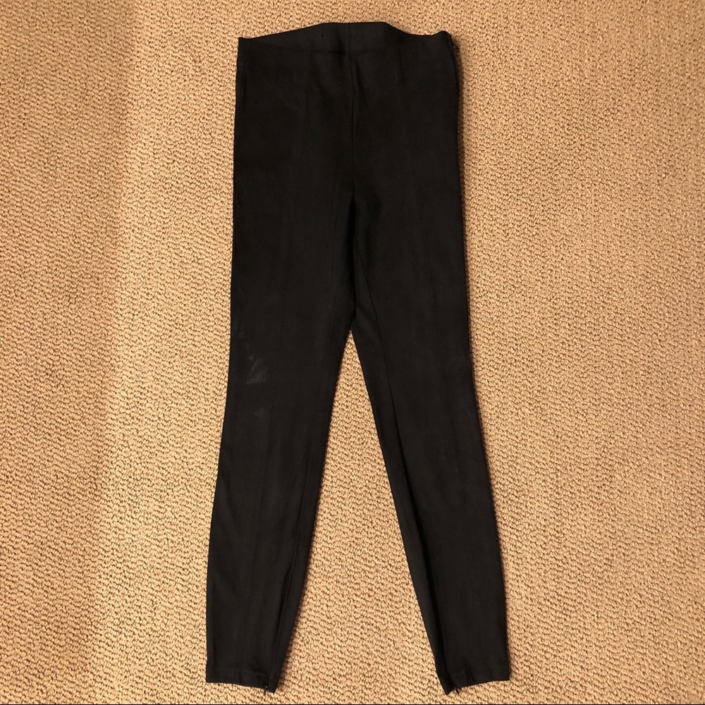 ZARA faux suede skinny pants with zipper details